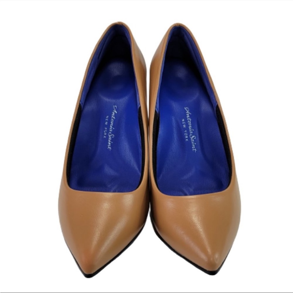 Antonia Saint New York Victoria Leather Nemi Nude Pump Heel Shoes Sz 8.5 WIDE